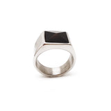 Sleek stainless steel crystal ring for men, a stylish piece of fashion jewelry, suitable for any occasion.