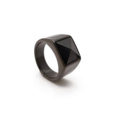 Durable stainless steel crystal ring for men, comes with lifetime warranty against tarnish and rust, available in multiple sizes.