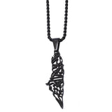 Men's Palestine Map Necklace - Heritage Symbol in Black and Silver