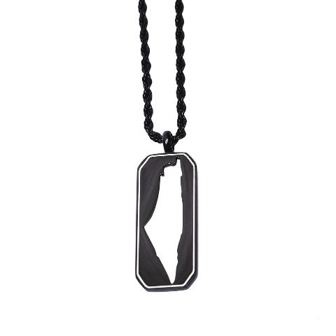 Palestine Tag Necklace for Men - Stainless Steel Flag Pendant with 23-inch Necklace, Hypoallergenic