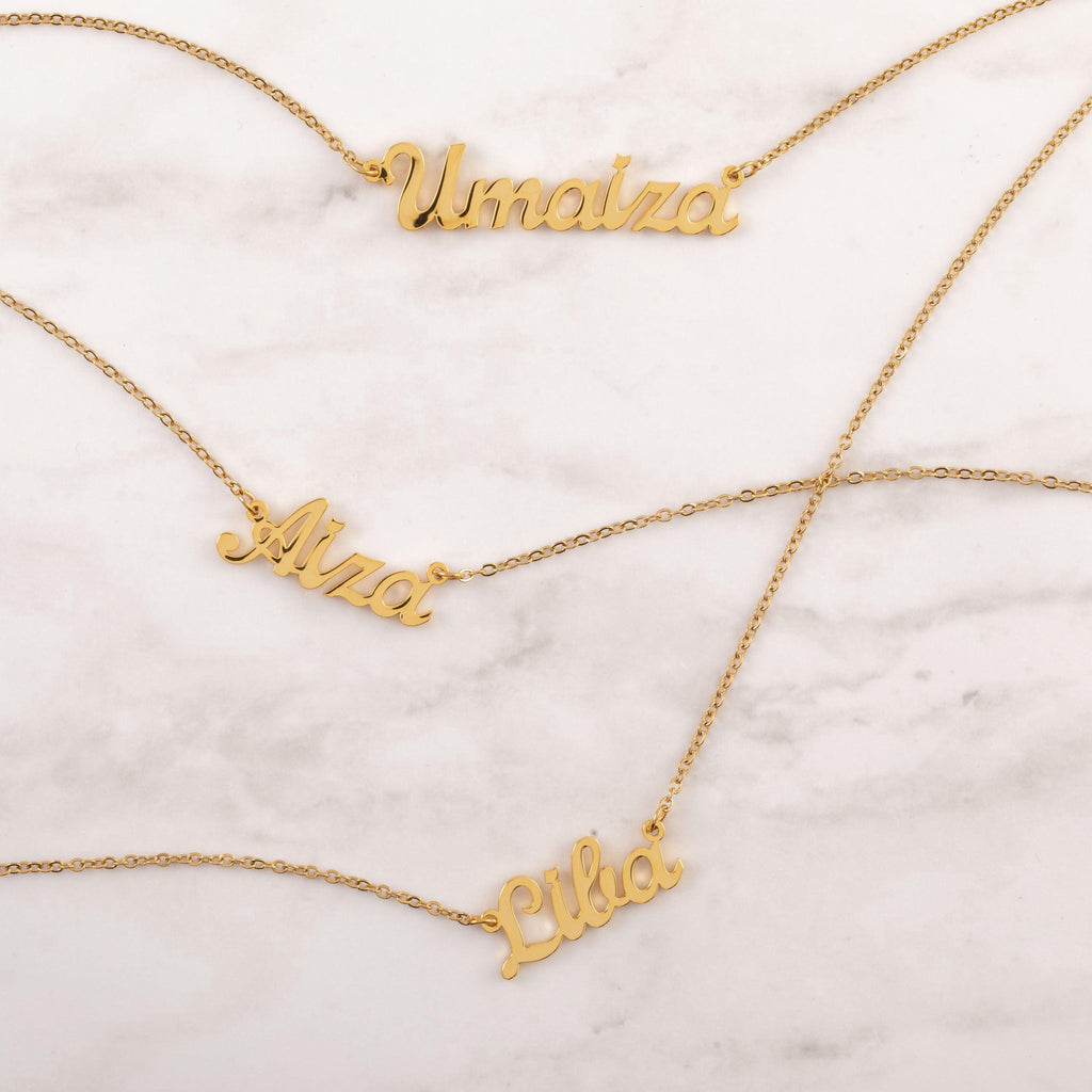Custom Name Necklace for Women 18K Gold Plated Personalized