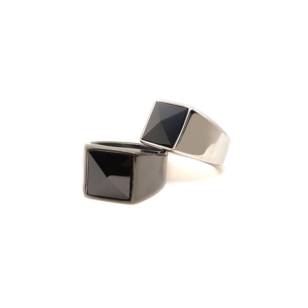 Elegant crystal ring for men, made of stainless steel, sleek design with stone, available in multiple sizes.