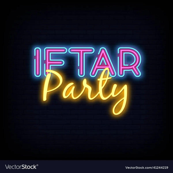 Iftaar Party neon LED light, perfect Ramadan and Eid celebration decor, energy-efficient and eco-friendly with remote control dimmer.