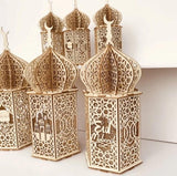 Wooden Lanterns |  Ramadan Eid Decor with LED Night Light.