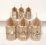 Wooden Lanterns |  Ramadan Eid Decor with LED Night Light.