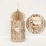 Wooden Lanterns |  Ramadan Eid Decor with LED Night Light.