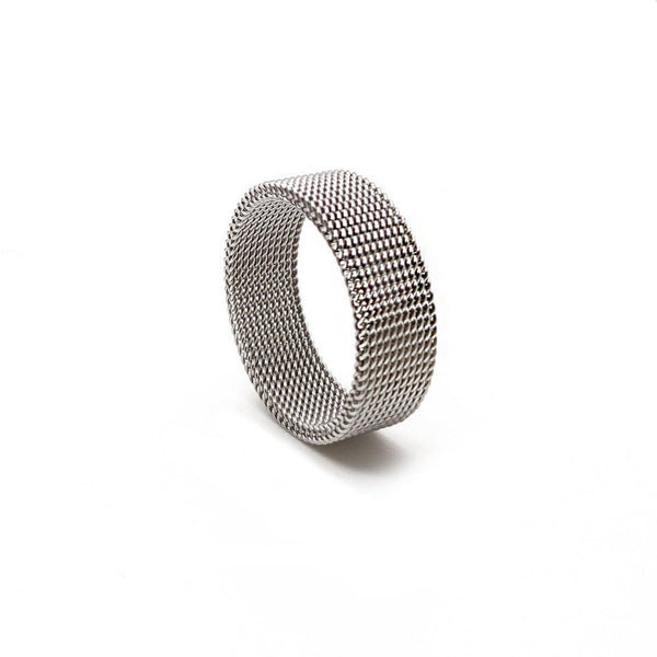 Men's mesh ring made from stainless steel, showcasing a modern and bold design for a sophisticated look.