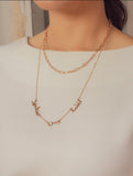 Modern 18K plated necklace for women, square design in rose gold, 18-inch chain for a delicate and stylish look.