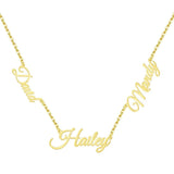 Personalized Triple Name Arabic Necklace – Elegant 18K Gold-Plated Jewelry in Four Colors