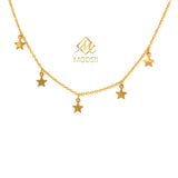 Chic 18K Gold-Plated Star Necklace for Women – Adjustable Choker with 6 Stars